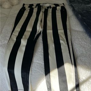 7 For All Mankind, black & white striped jeans, size 29, 26” inseam
